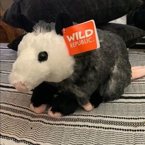 Gray and White Opossum Plush Toy